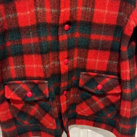 Vintage Carss Mackinaw red plaid wool button down jack style jacket - Picture 5 of 10